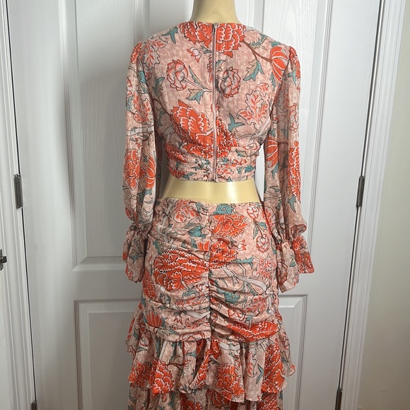 Rose velvet dress, size L, floral print - Picture 3 of 5